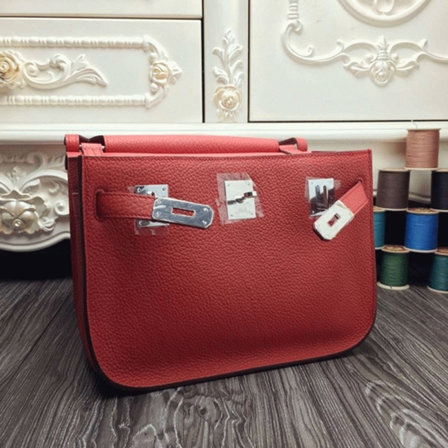 Large red fake H**me5 Jypsiere 34cm handbag