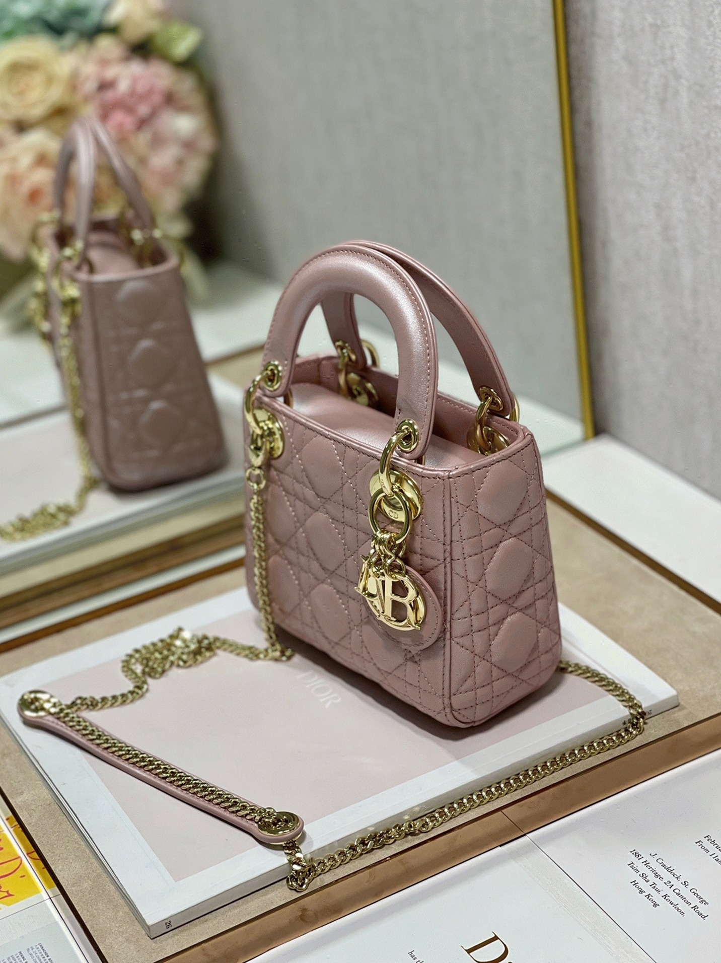 D10r Lady D10r Mini Bag Fake in Lotus Pearlescent Lambskin