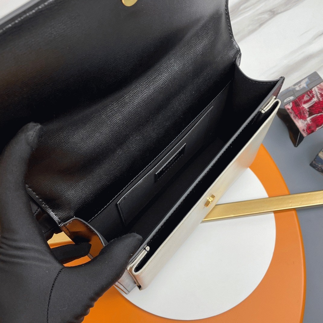 Knockoff Sa1nt Lau*nt Sunset Medium Top Handle Bag Black Calfskin