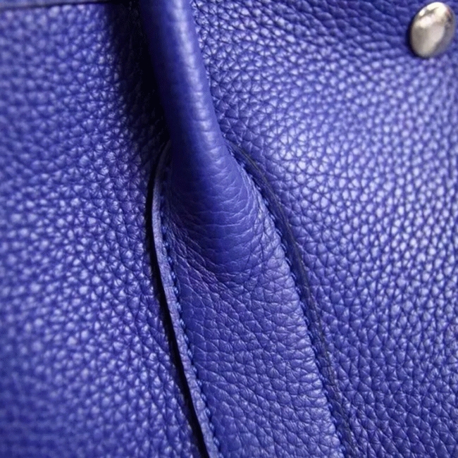 Electric Blue Leather Fake H**me5 Garden Party 36cm Tote Bag