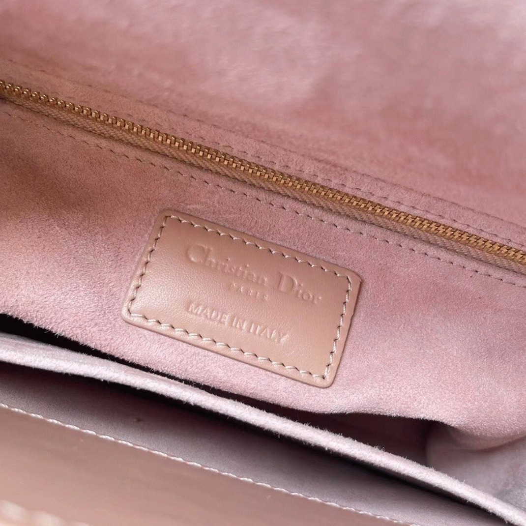 D10r Small Lady D10r My ABCD10r Bag Fake in Pink Calfskin with D1am0nd Motif