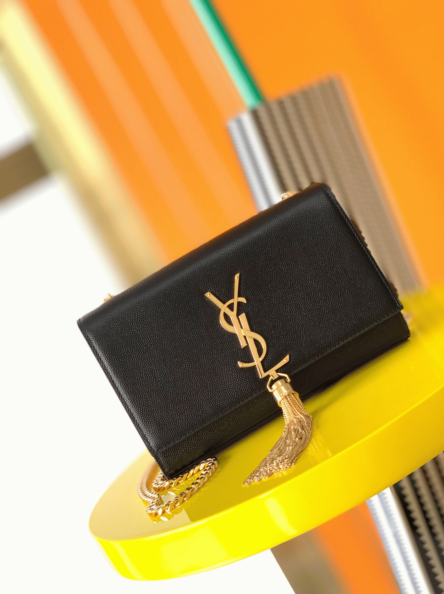 Fake Sa1nt Lau*nt Kate Small Tassel Bag Black