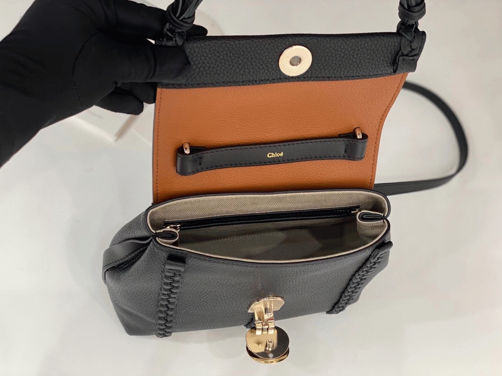Top Quality Replica Chloe Penelope Small Shoulder Bag in Black Grained Calfskin