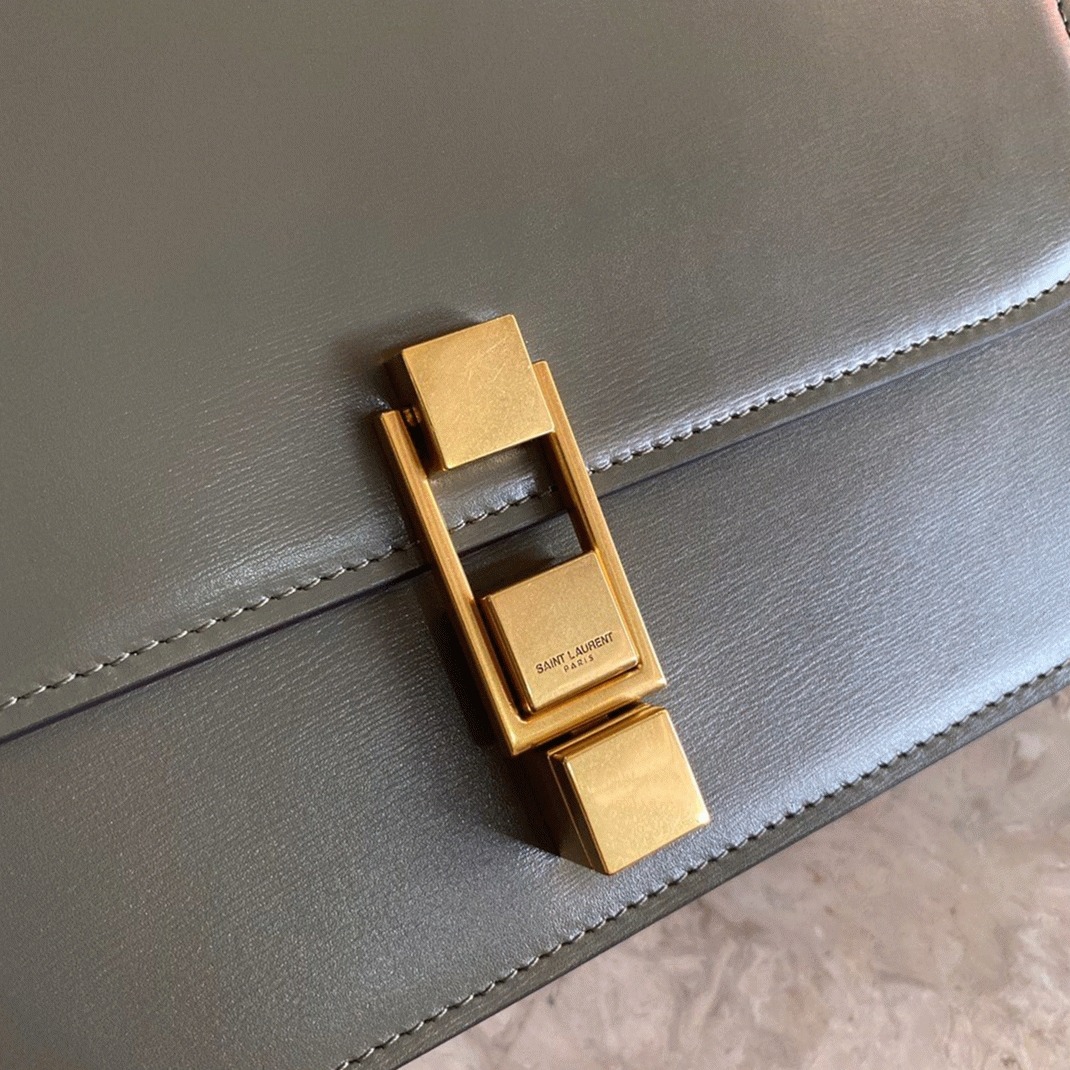 Fake Sa1nt Lau*nt Le Carre Satchel Bag Olive