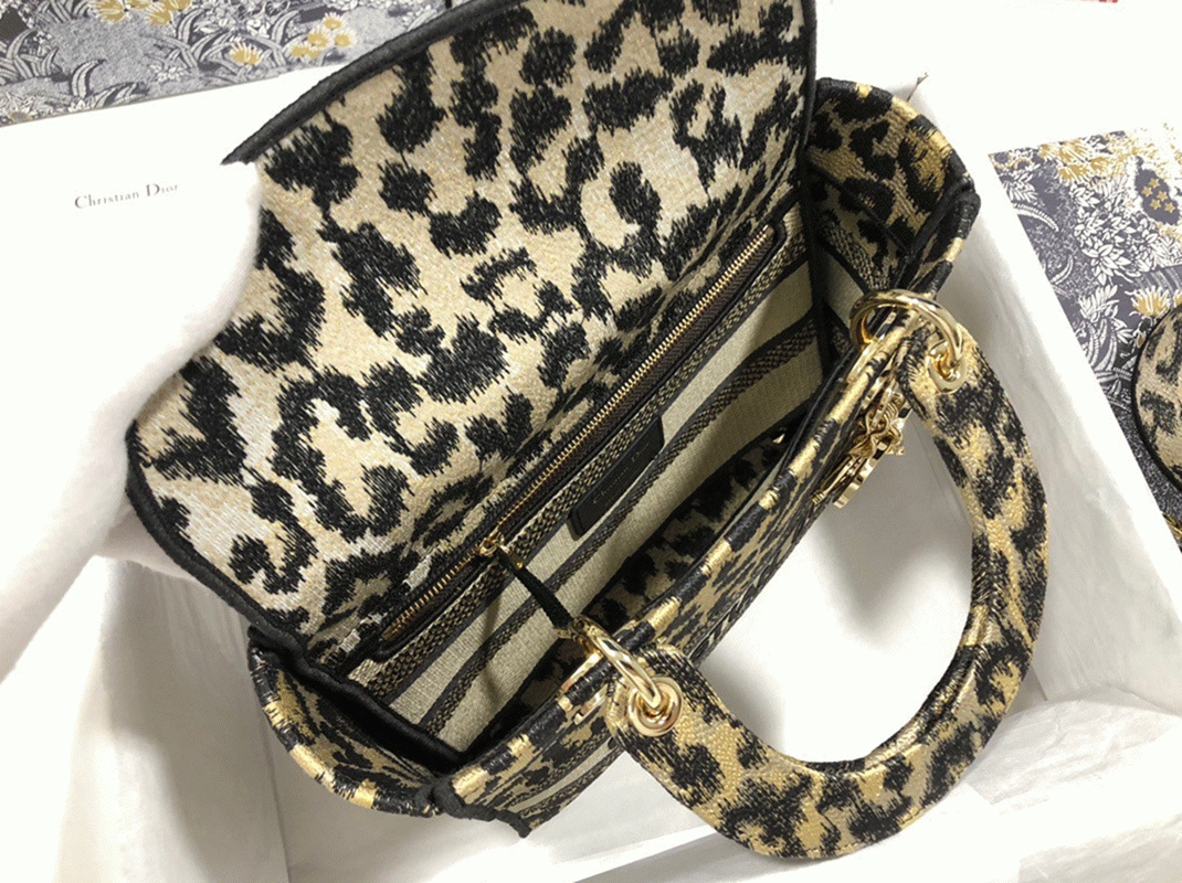 D10r Lady D-Lite Medium Bag Replica in Beige Multicolor Mizza Embroidery
