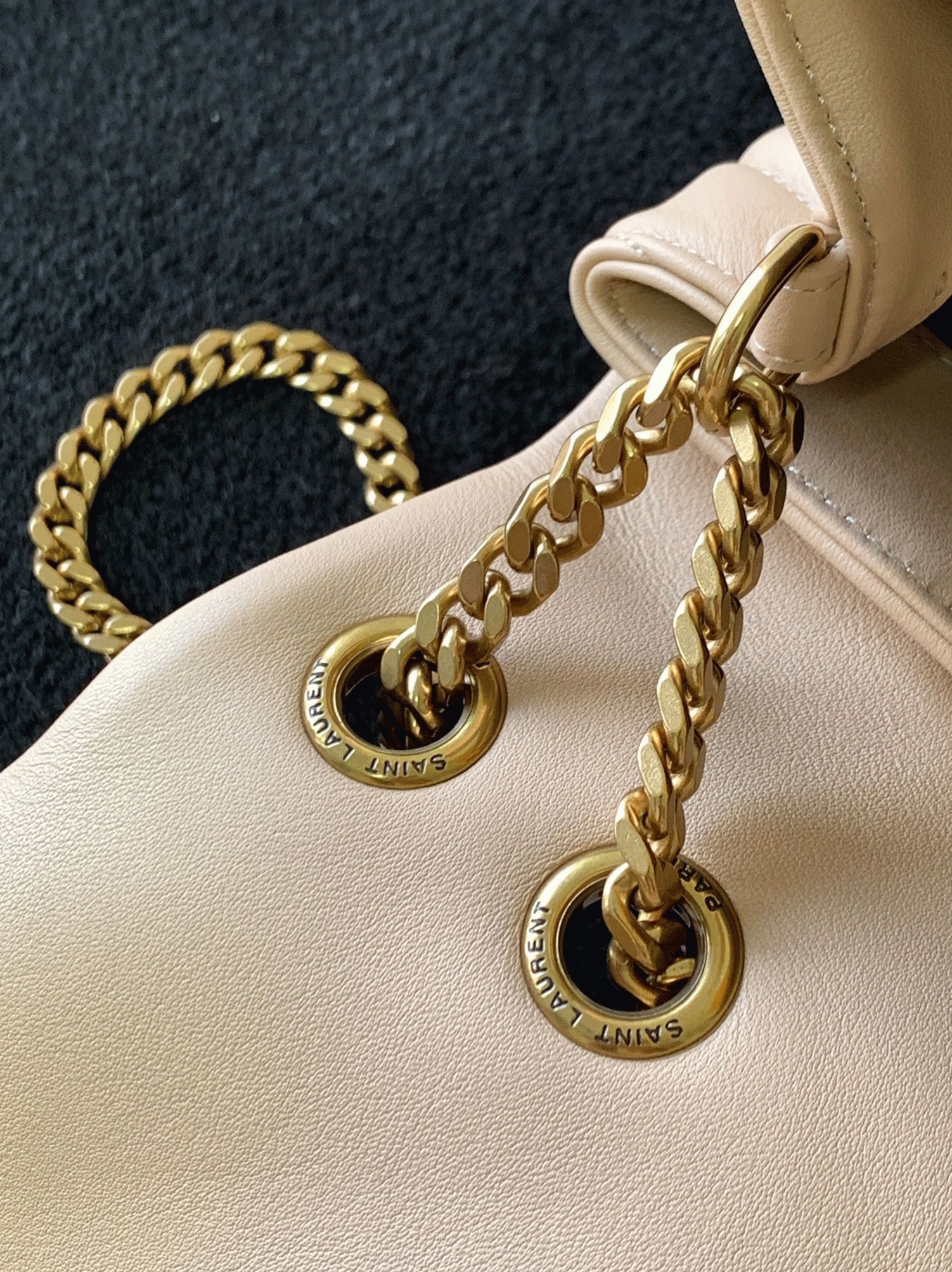 Fake Sa1nt Lau*nt LouLou Medium Chain Bag Beige