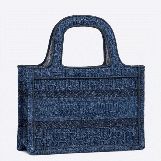 D10r Mini Book Tote Bag Fake in Denim Blue Oblique