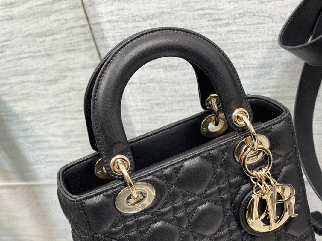 D10r Small Lady D10r My ABCD10r Bag Knockoff in Black Cannage Lambskin