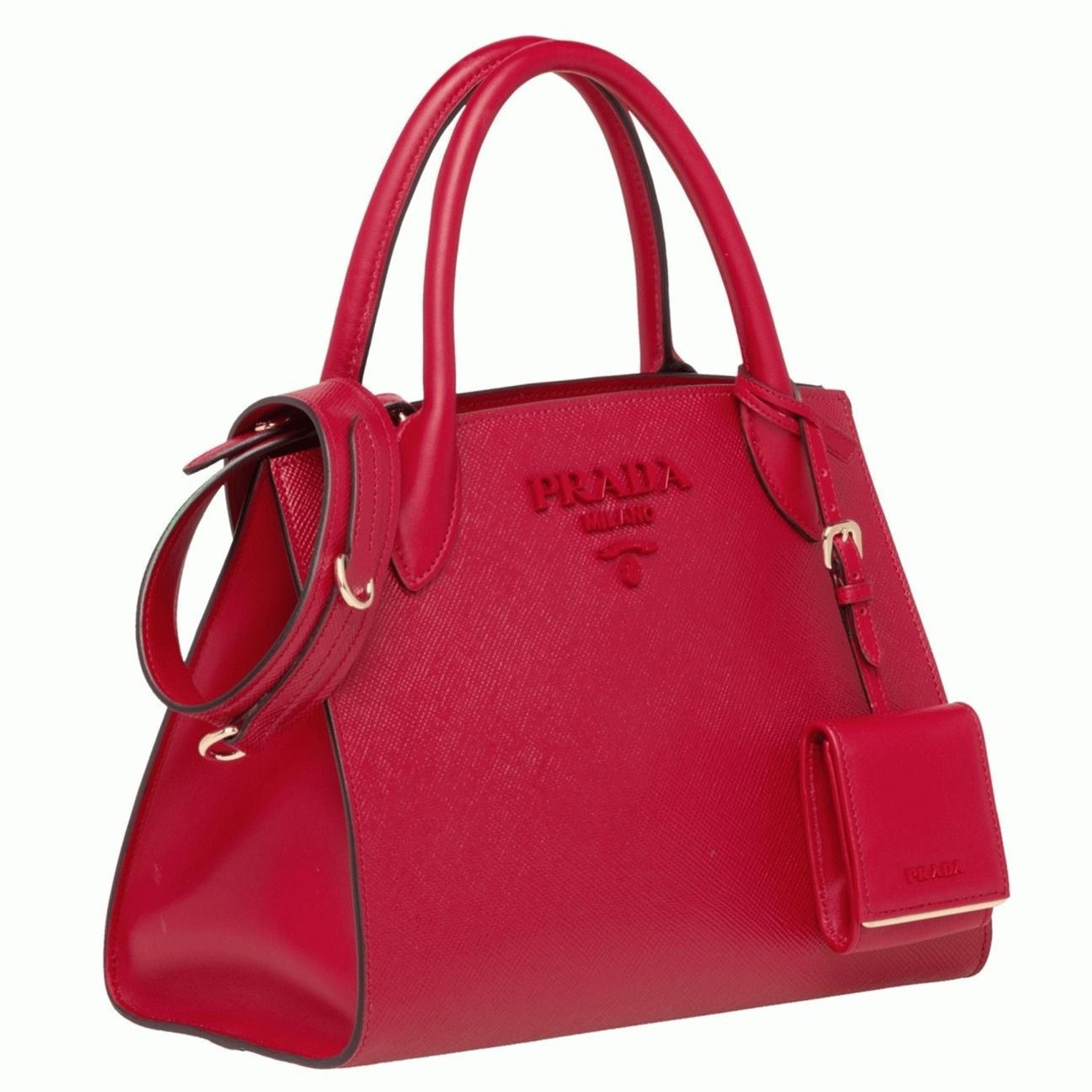 Pra*a Monochrome Small Bag Knockoff in Red