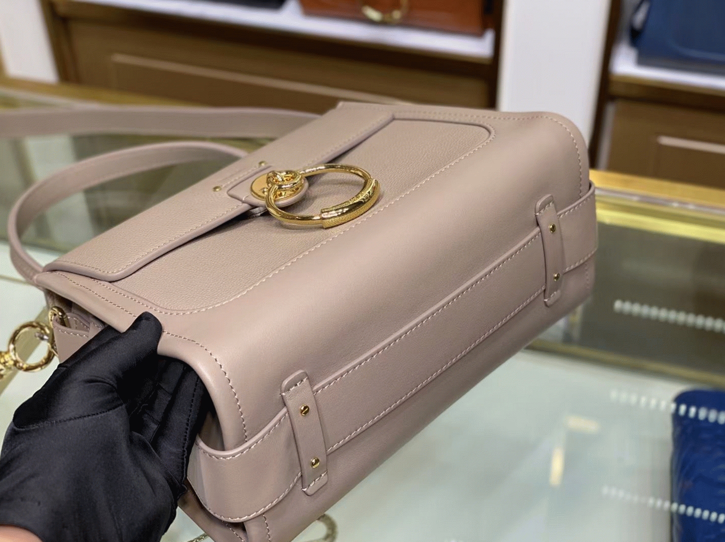 Top Quality Replica Chloe Small Tess Day Bag In Grey Grained Leather