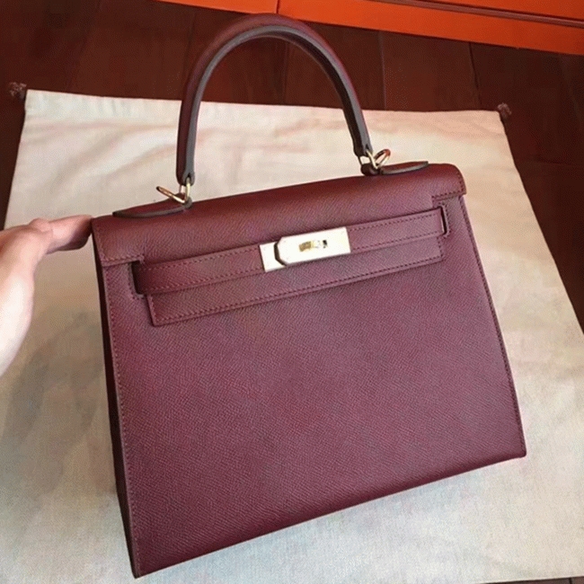 Bordeaux Epsom Copy H**me5 Kelly Sellier 28cm Premium Handbag