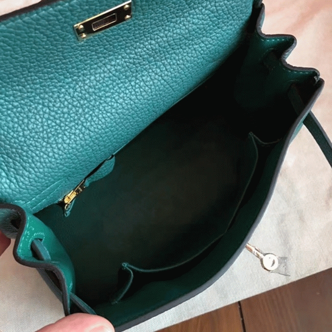 Malachite Clemence Replica H**me5 Kelly 25cm Retourne Tote