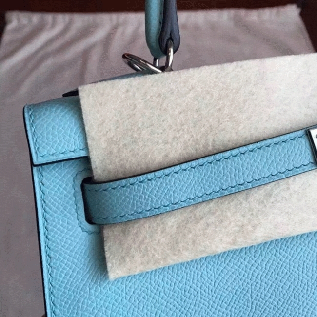 Blue Atoll Epsom Fake H**me5 Kelly 25cm Sellier Elegant Handbag