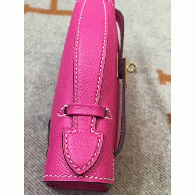 Rose Red Epsom Knockoff H**me5 Kelly Pochette Chic Mini Bag