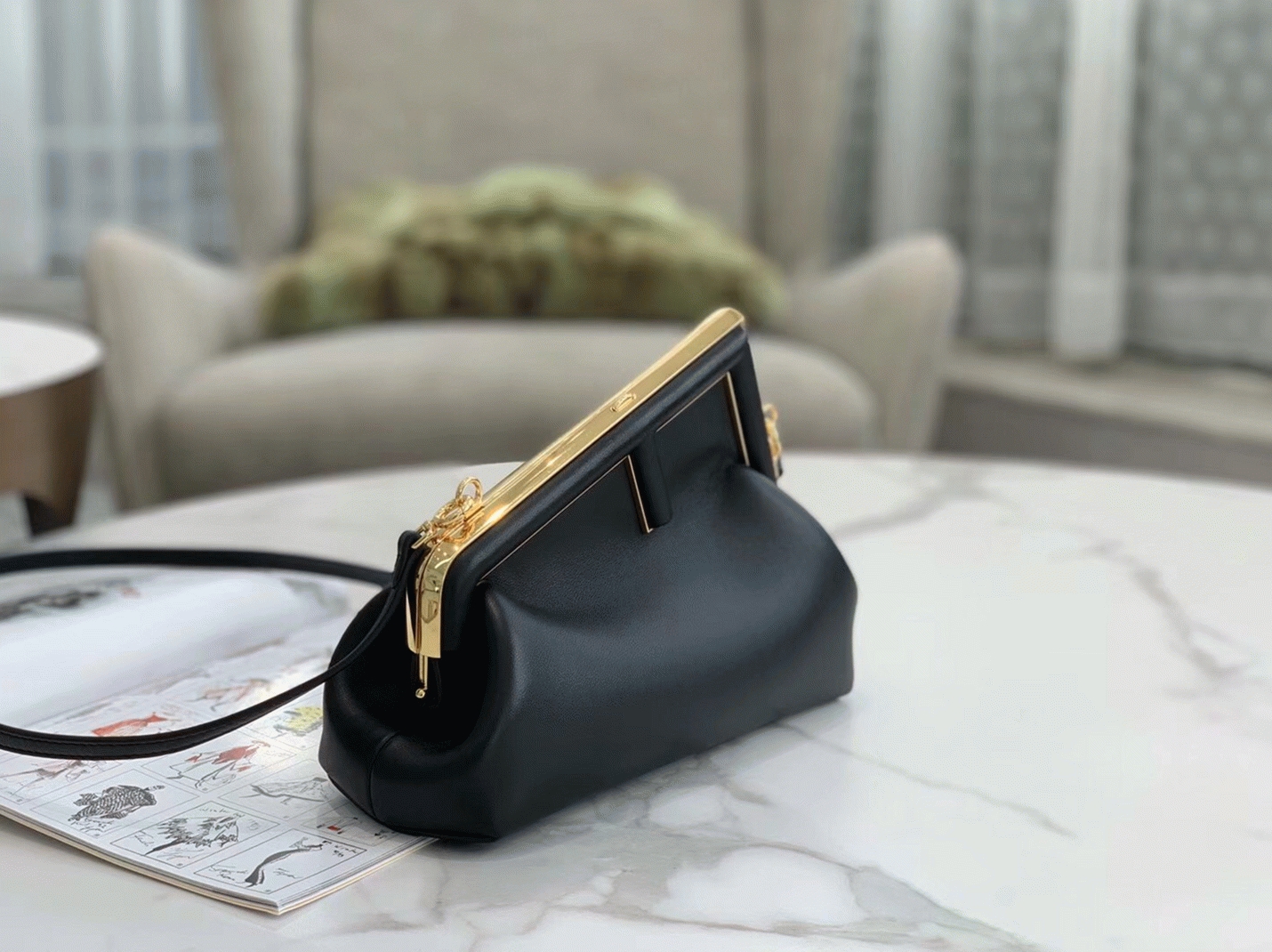 Top Quality Fake F**di First Medium Bag In Black Nappa Leather