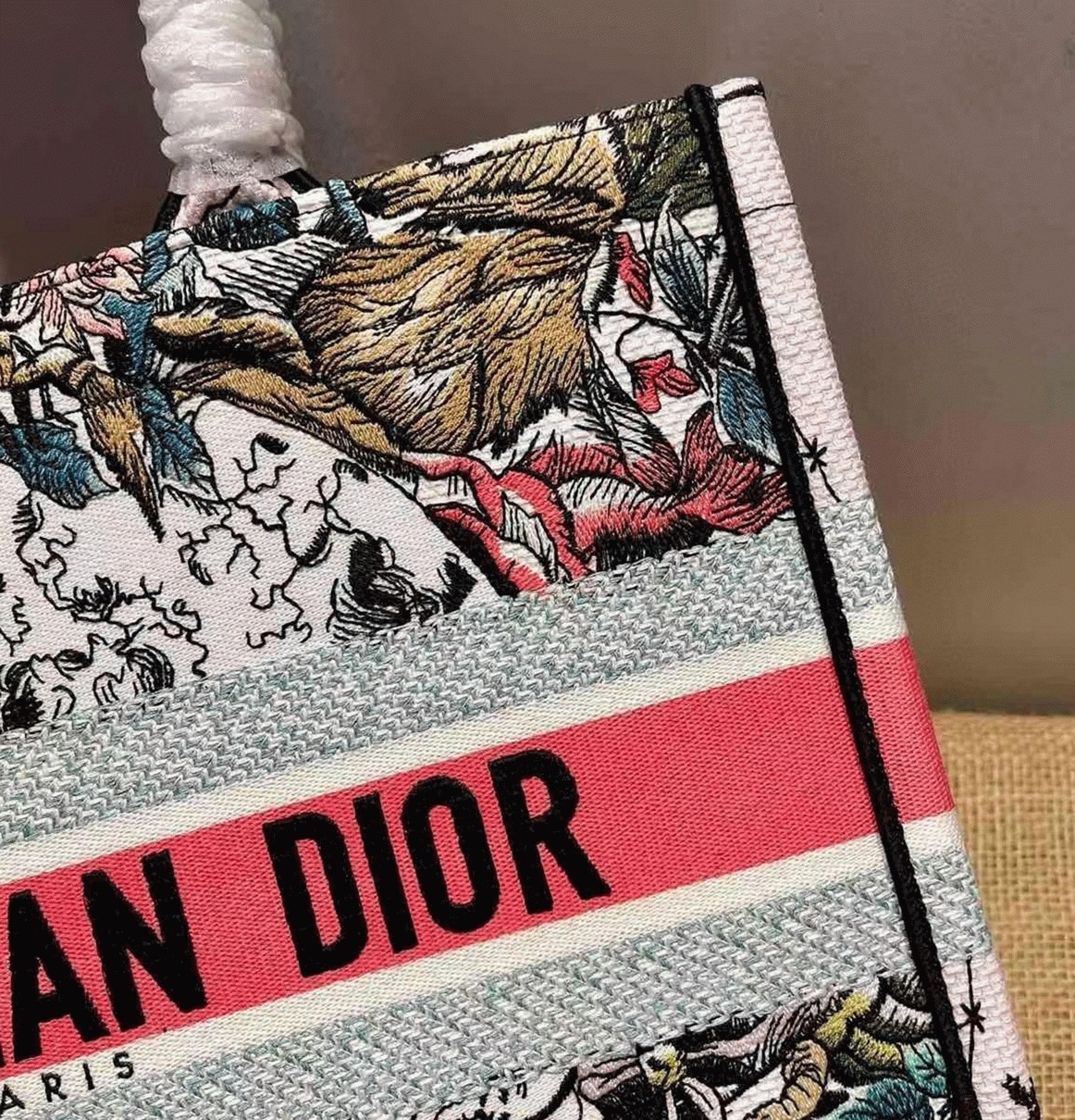 D10r Medium Book Tote Bag Replica in Multicolor D10r Constellation Embroidery