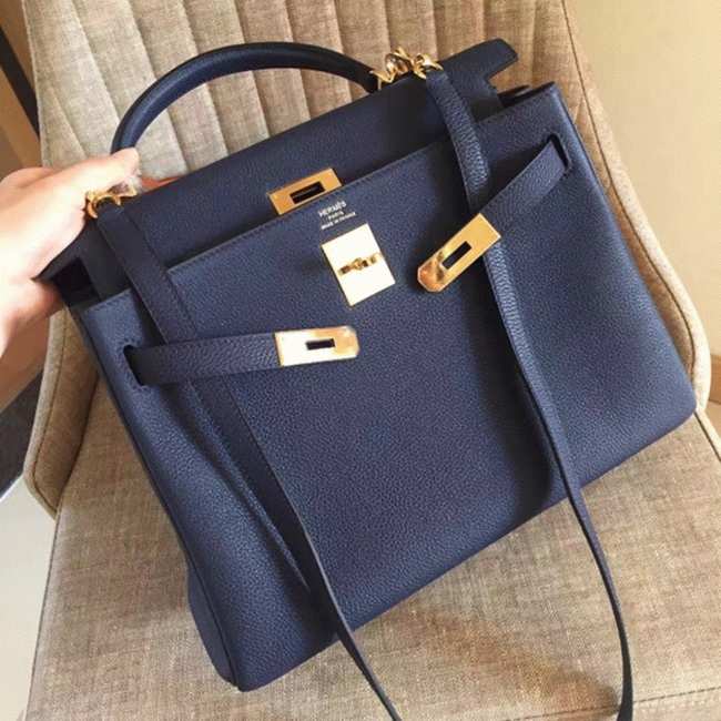 Sapphire Clemence Replica H**me5 Kelly Retourne 32cm Deluxe Handbag