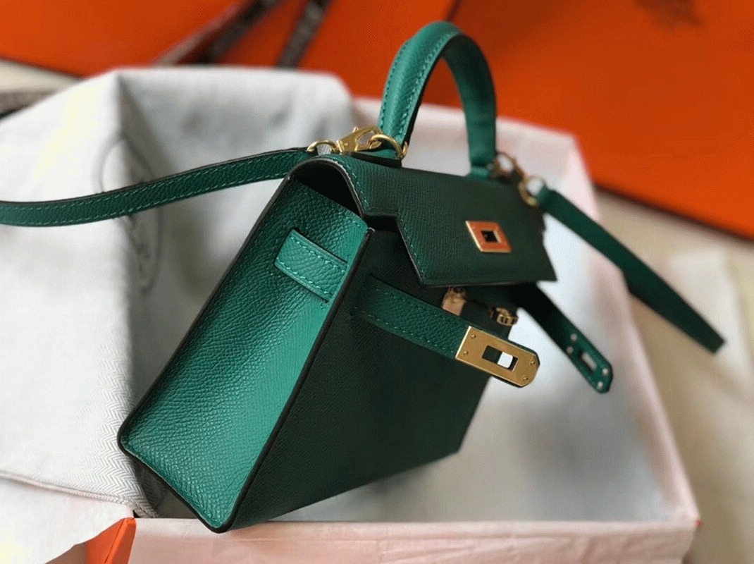 H**me5 Kelly Mini II Bag Replica in Vert Vertigo