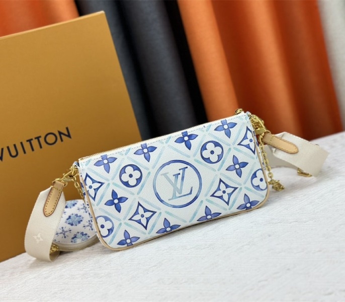 L0vis Vvtt0n LV By The Pool Monogram Tiles Canvas Multi Pochette Accessoires In Lagoon Blue