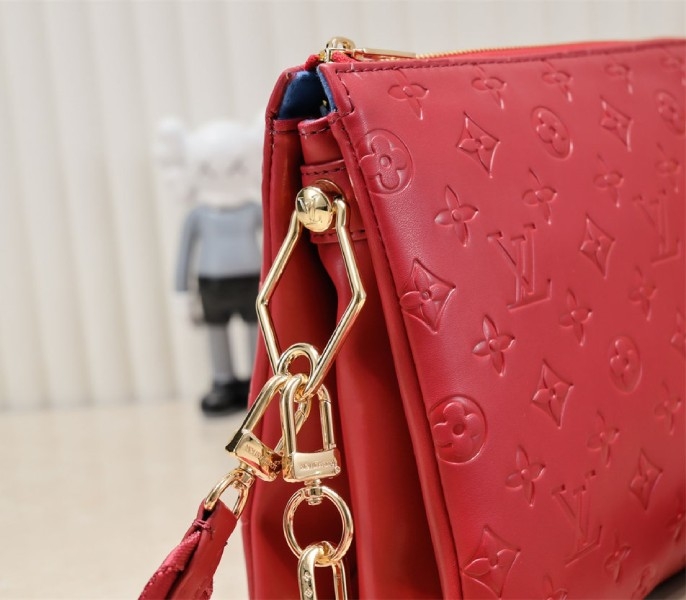 L0vis Vvtt0n Coussin PM Bag In Red With Jacquard Strap