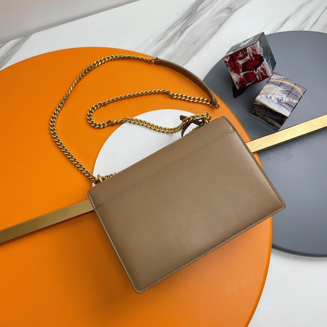 Knockoff Sa1nt Lau*nt Sunset Medium Chain Bag Taupe Calfskin