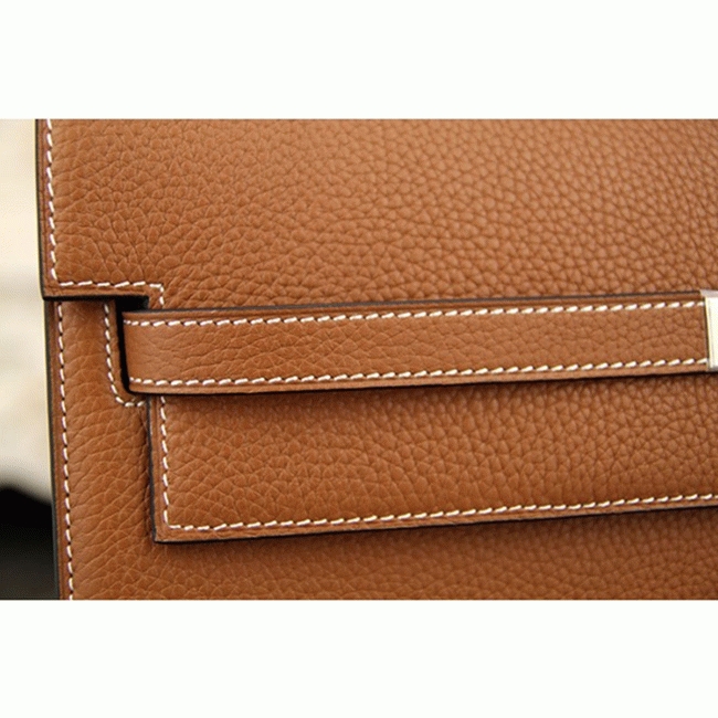Brown Calf Leather Fake H**me5 Kelly Depeche 38cm Briefcase