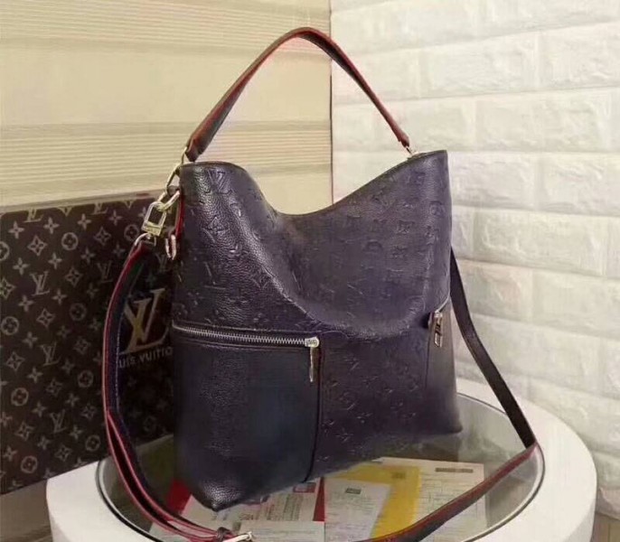 L0vis Vvtt0n Monogram Empreinte Melie Hobo In Navy Blue
