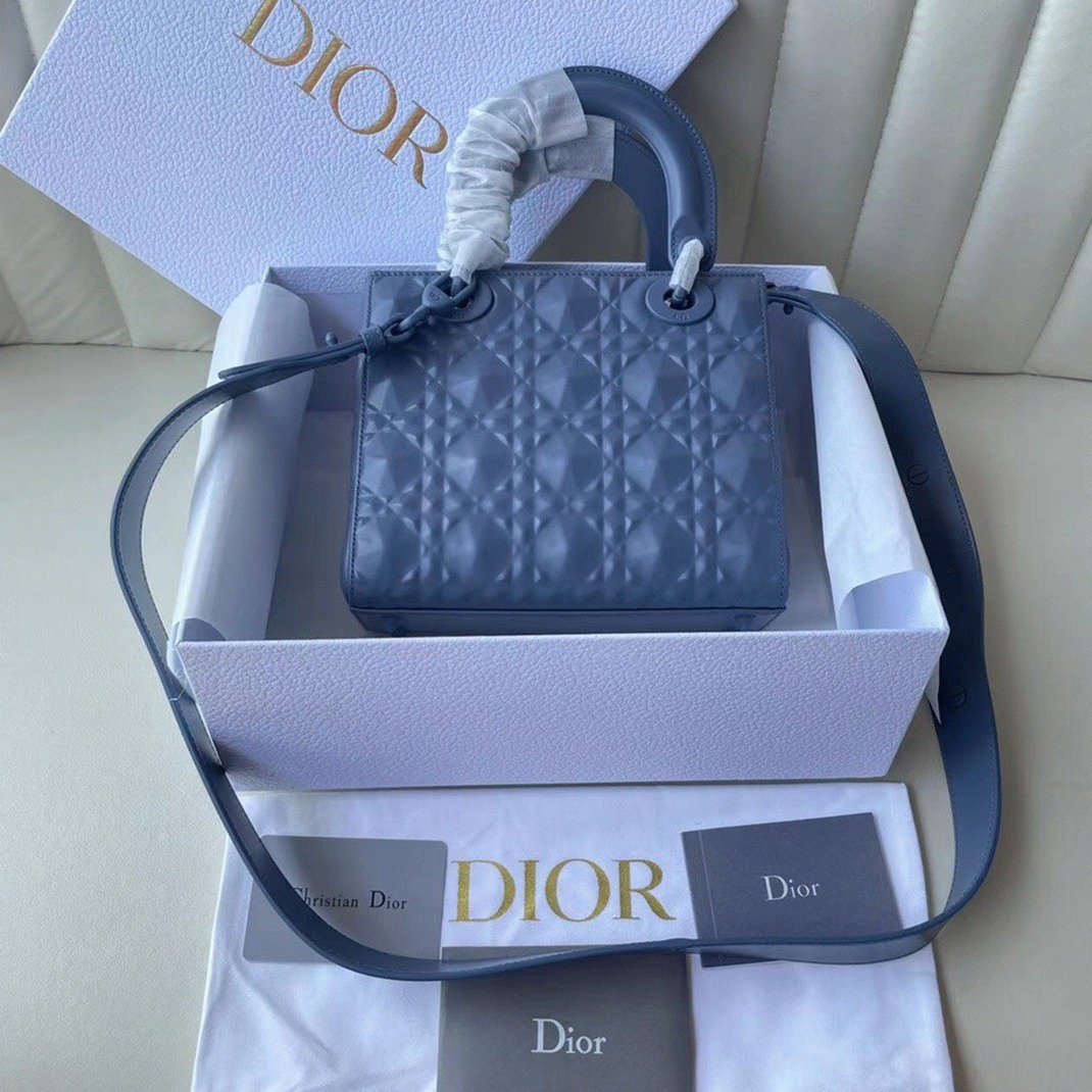 D10r Small Lady D10r My ABCD10r Bag Replica in Denim Calfskin with D1am0nd Motif
