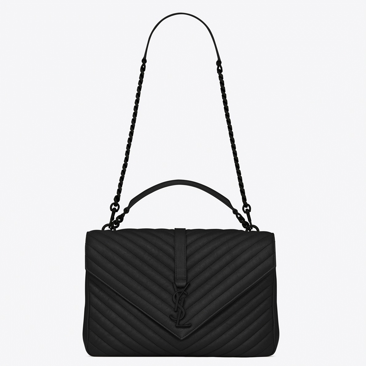 Fake Sa1nt Lau*nt College Large Chain Bag Black