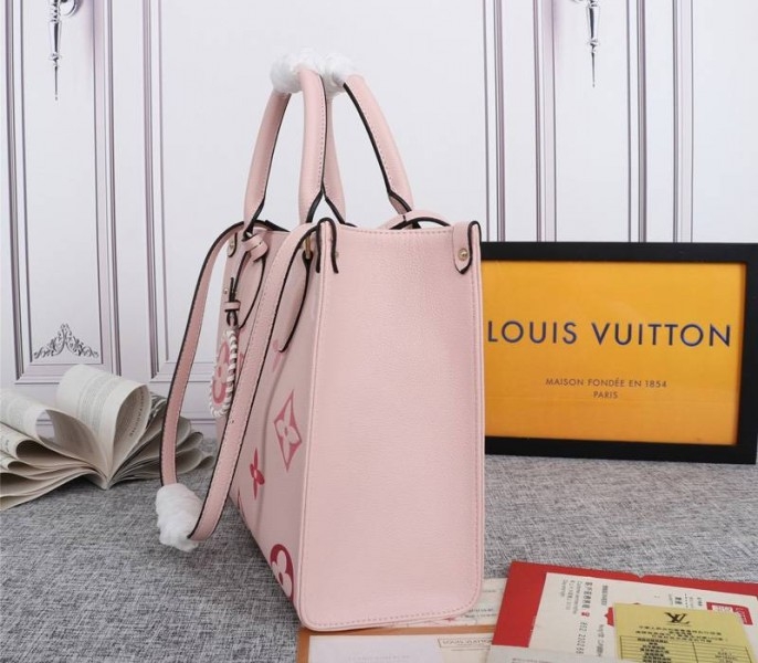 L0vis Vvtt0n Monogram Empreinte Leather Onthego MM Bag In Pink