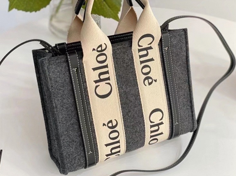 Top Quality Knockoff Previous Previous Chloe Small Woody Tote Bag In Grey Felt