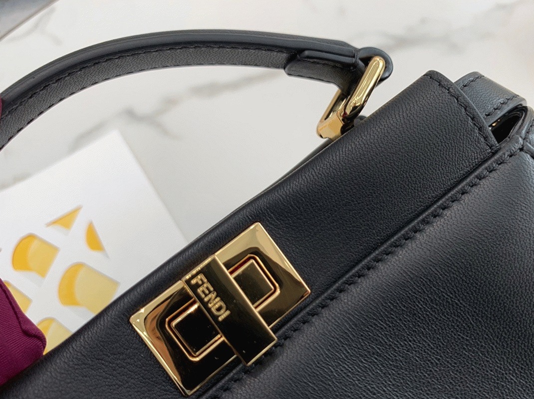 Top Quality Replica F**di Peekaboo Mini Bag In Black Nappa Leather