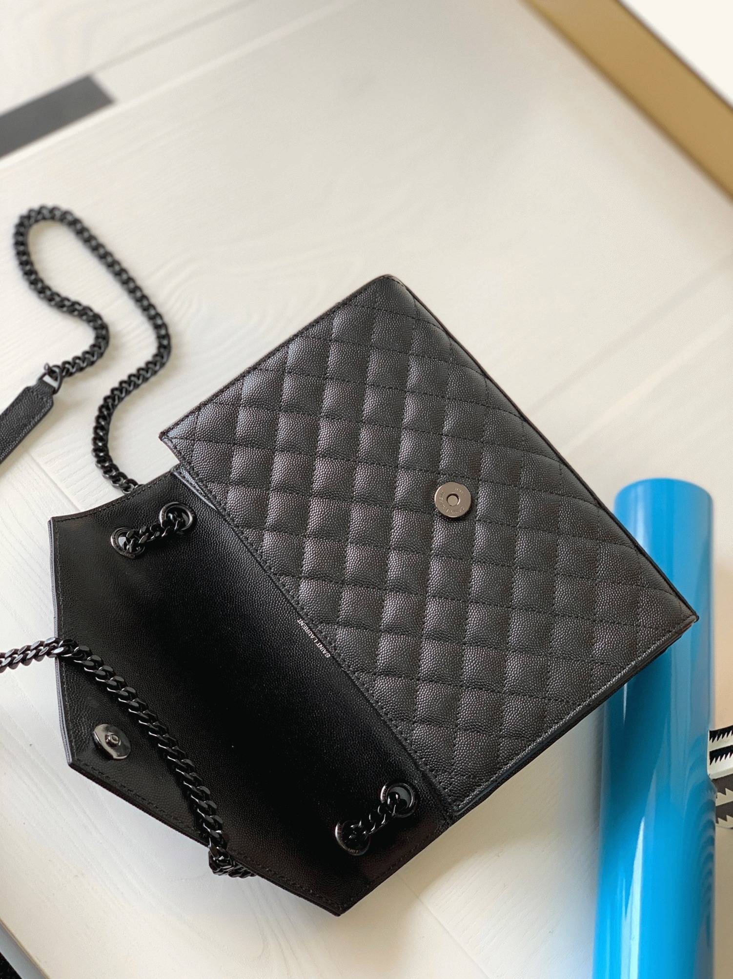 Replica Sa1nt Lau*nt Envelope Meidum Black Bag with Black Hardware