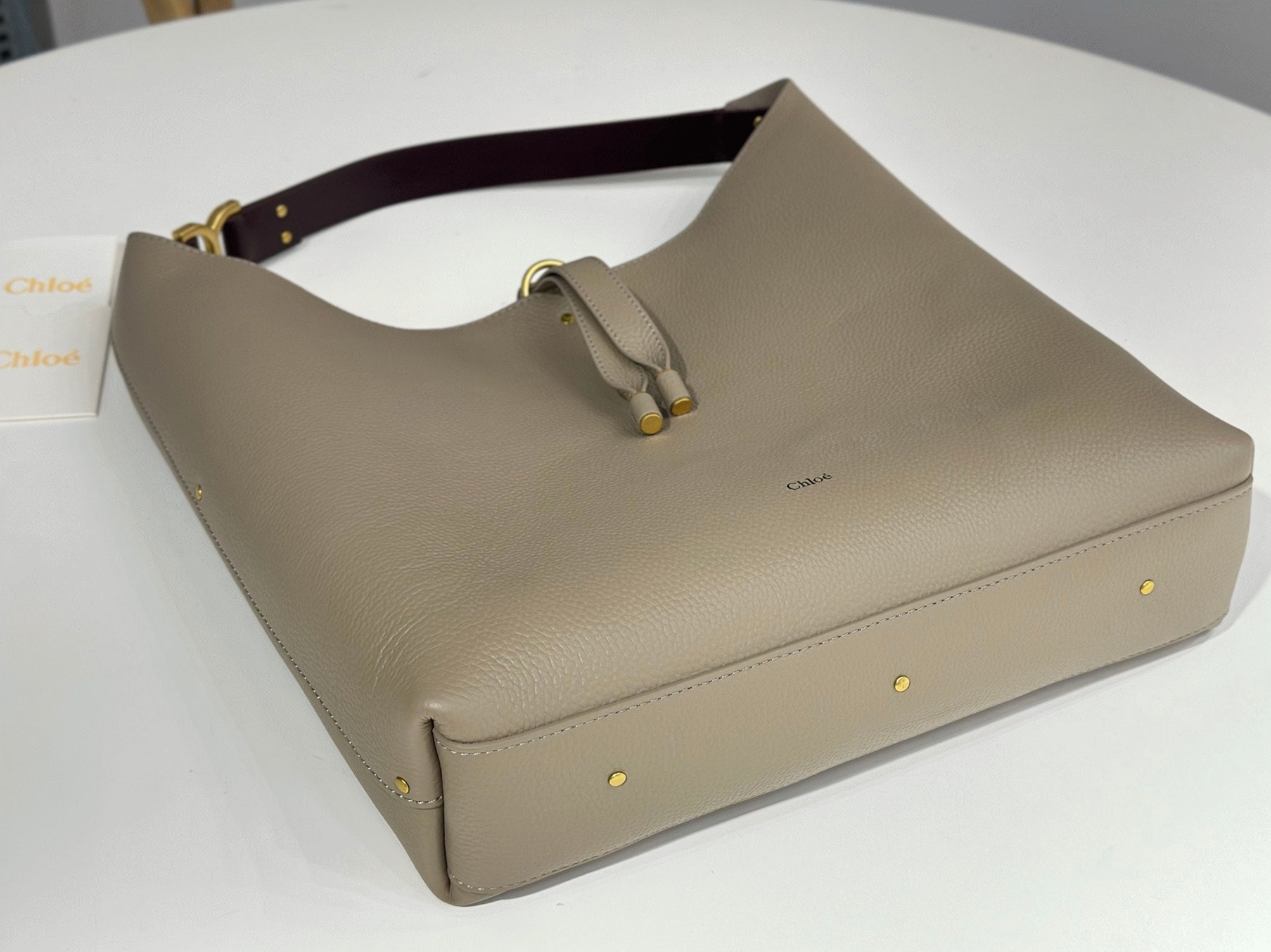 Top Quality Fake Chloe Marcie Hobo Bag in Grey Grained Leather