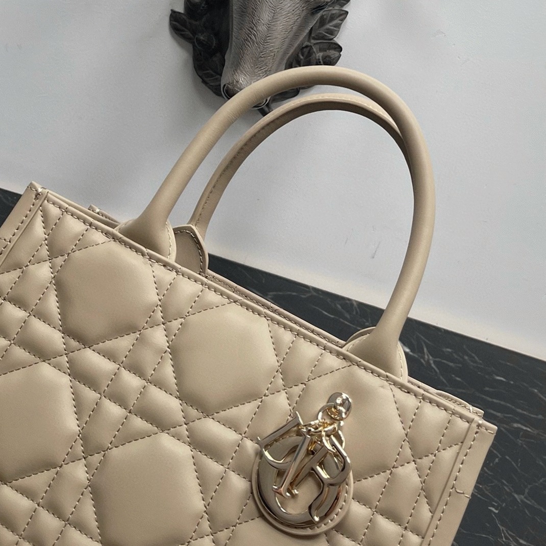 D10r Small Book Tote Bag Replica with Strap in Beige