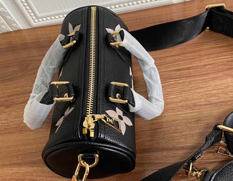 L0vis Vvtt0n Monogram Empreinte Papillon BB Bag In Black And Beige