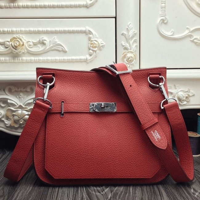Large red fake H**me5 Jypsiere 31cm handbag