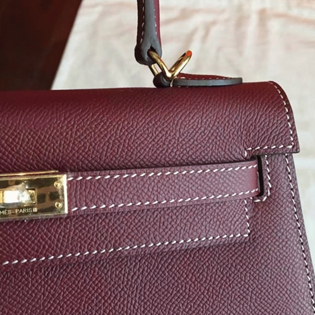 Bordeaux Epsom Imitation H**me5 Kelly 25cm Elegant Purse