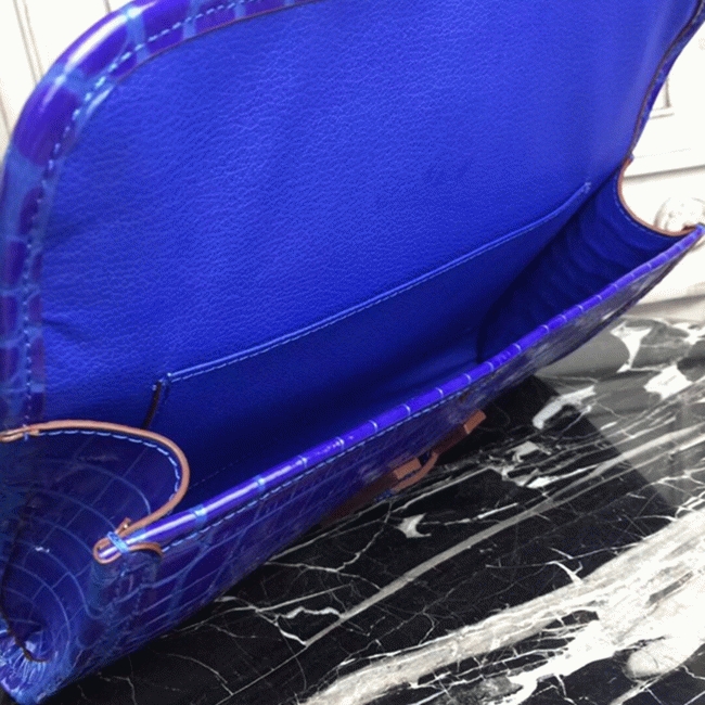Blue electric crocodile leather replica H**me5 Jige Elan clutch bag