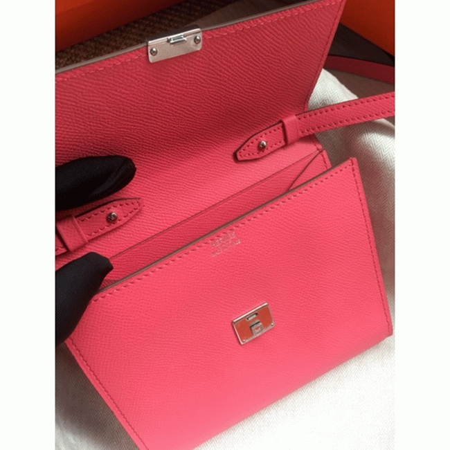 Rose lipstick AAA fake H**me5 Clic wallet with strap