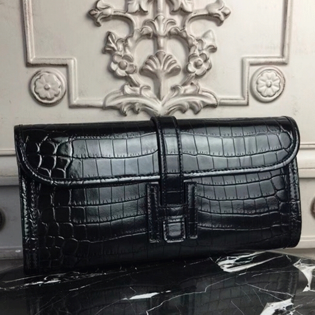 Blue electric crocodile leather replica H**me5 Jige Elan clutch bag