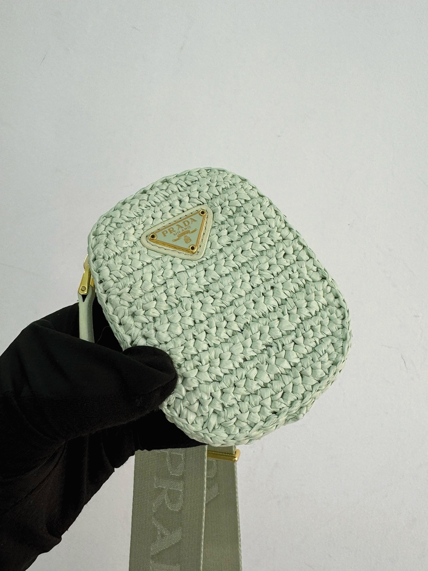 Pra*a Re-Edition Crochet Bag Replica in Aqua
