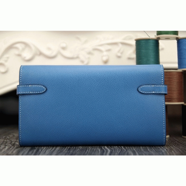 Jean blue knockoff H**me5 Kelly Longue wallet