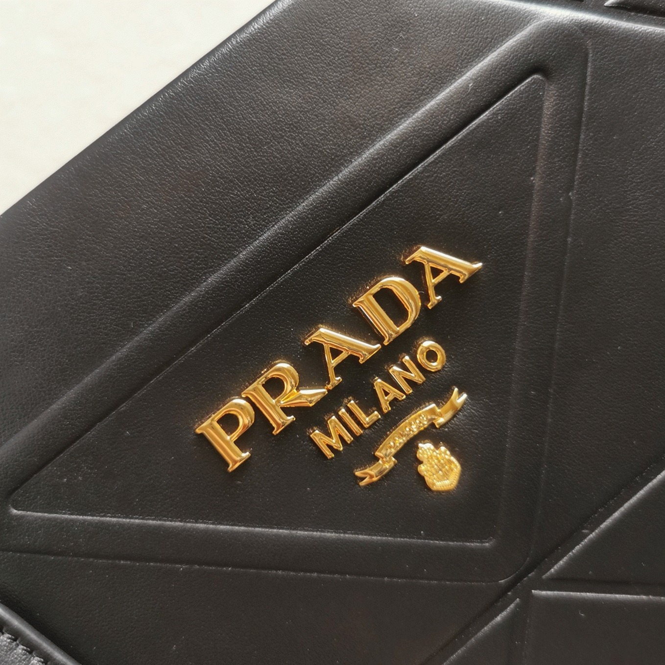 Pra*a Symbole Large Bag Replica with Topstitching in Black