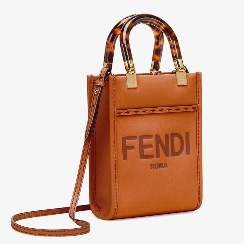 Top Quality Fake F**di Mini Sunshine Shopper Bag In Brown Leather