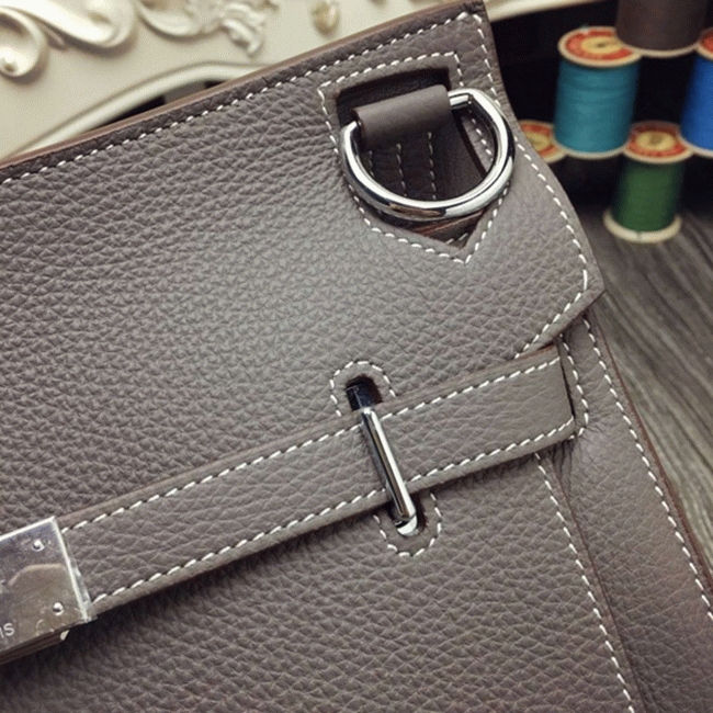 Large grey knockoff H**me5 Jypsiere 31cm handbag