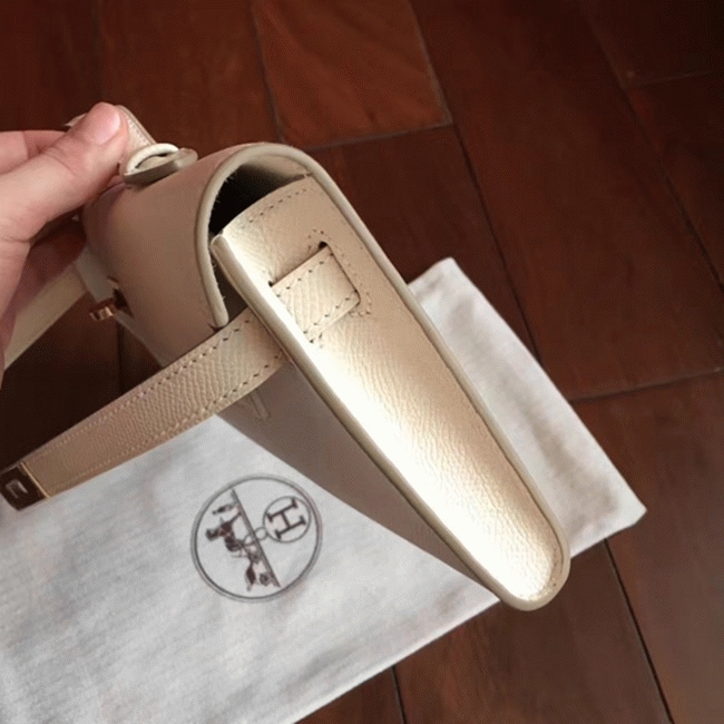 White Epsom Replica H**me5 Kelly Cut Clutch Clean Look Bag
