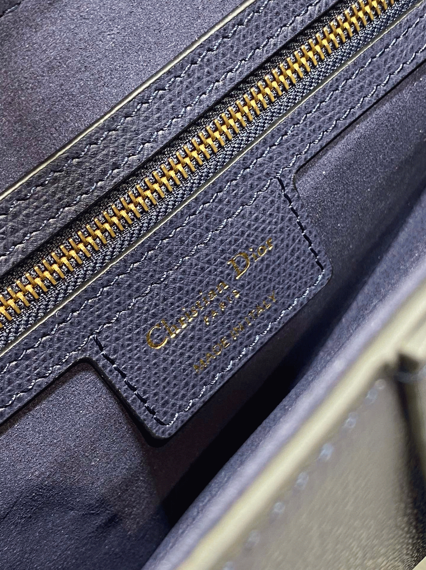 D10r Saddle Bag with Strap Replica in Indigo Blue Grained Calfskin
