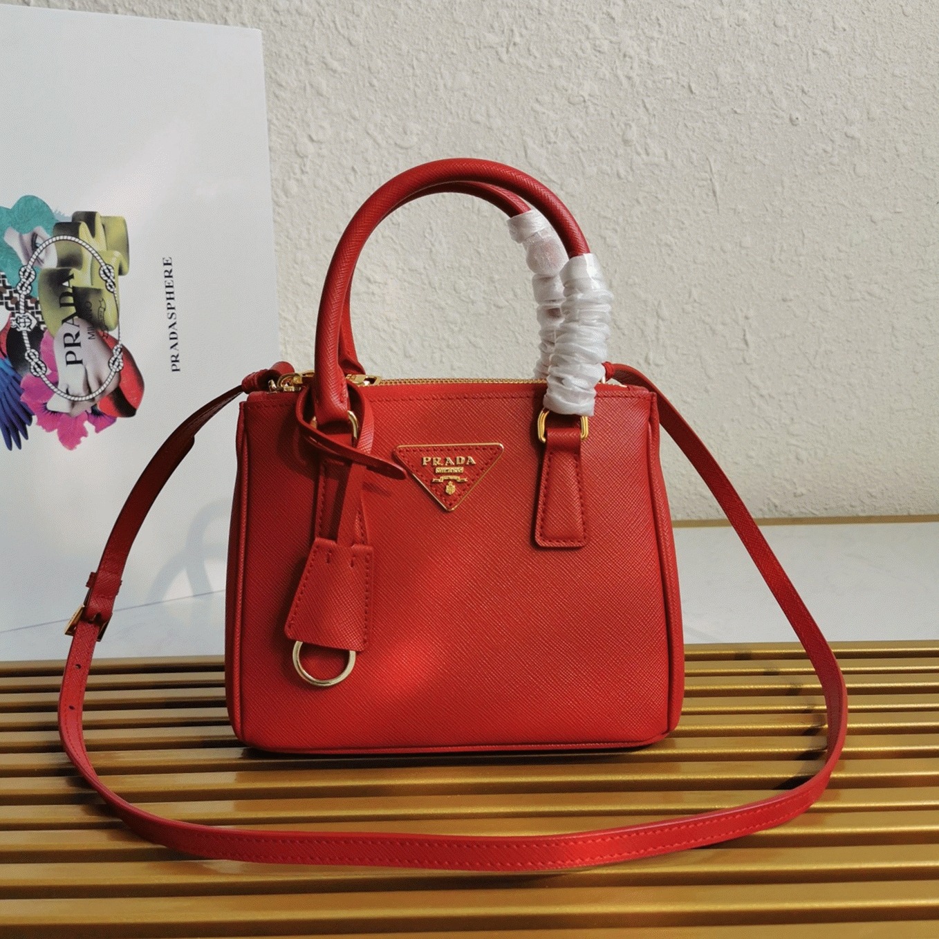 Red Pra*a Mini Galleria Bag Replica