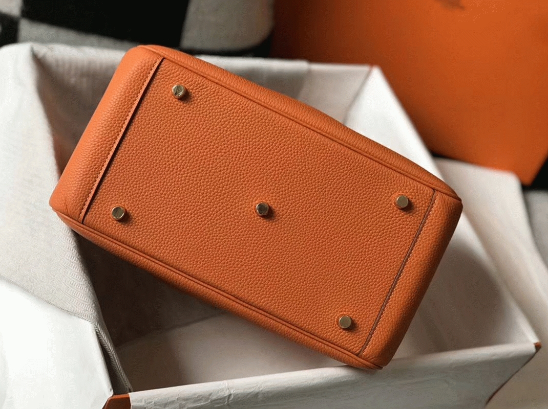 Top replica H**me5 Lindy 30cm bag in orange shade